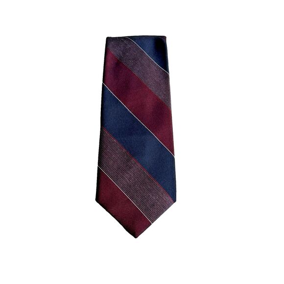Vintage Damon Men's Tie 3" x 55" Red Blue Striped Polyester/Silk Blend - Picture 1 of 4